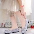 2025 Crystal Bling Ballet Pumps Glossy Solid Fashion Novelty Sweet