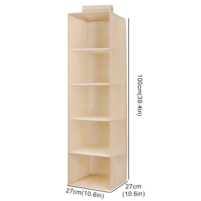 Wardrobe Hanging Storage Bag Interlayer Drawer Type Clothes Clothes Organizer Collapsible Storage Shelves Closet Organizer Zpaxo Beige 5-layer