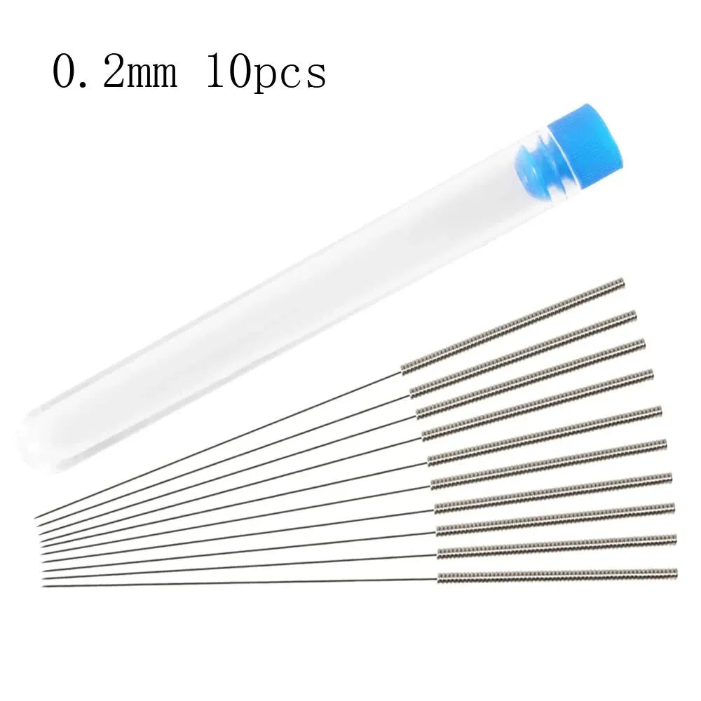 10Pcs Stainless Steel Nozzle Cleaning Needle 0.2mm 0.3mm 0.4mm 0.5mm 0.6mm 0.8mm 1.0mm Drill Bits 3D Printer Nozzle Cleaning Kit Zpaxo 0.2mm 10pcs