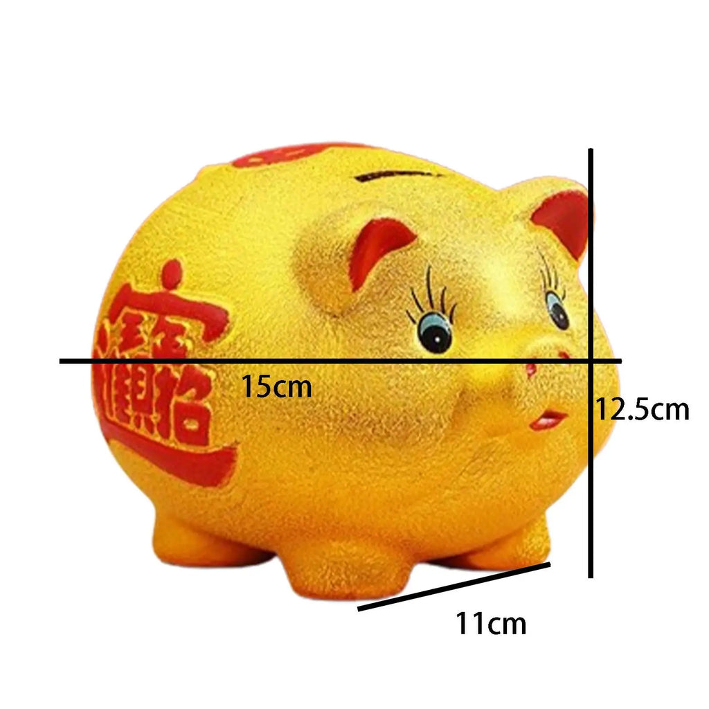 Ceramic Golden Pig Figurine Piggy Bank Table Ornament Adorable Money Zpaxo
