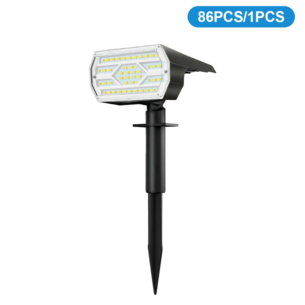 86LED Solar Spot Lights Outdoor Waterproof IP65 Solar Powered 3 Lighting Modes Solar Landscape Spotlight For Garden Flood Light Zpaxo 86LED-1PCS