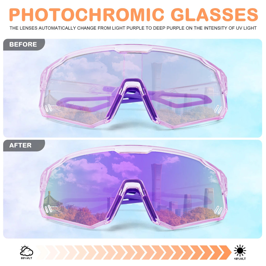 Toptrek Photochromic Cycling Sunglasses Men Women Outdoor Sport Running Bike Hiking Bicycle Eyewear MTB Baseball Glasses Goggles Zpaxo