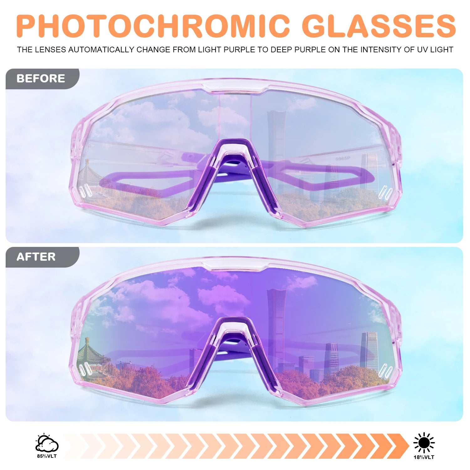 Toptrek Photochromic Cycling Sunglasses Men Women Outdoor Sport Running Bike Hiking Bicycle Eyewear MTB Baseball Glasses Goggles Zpaxo