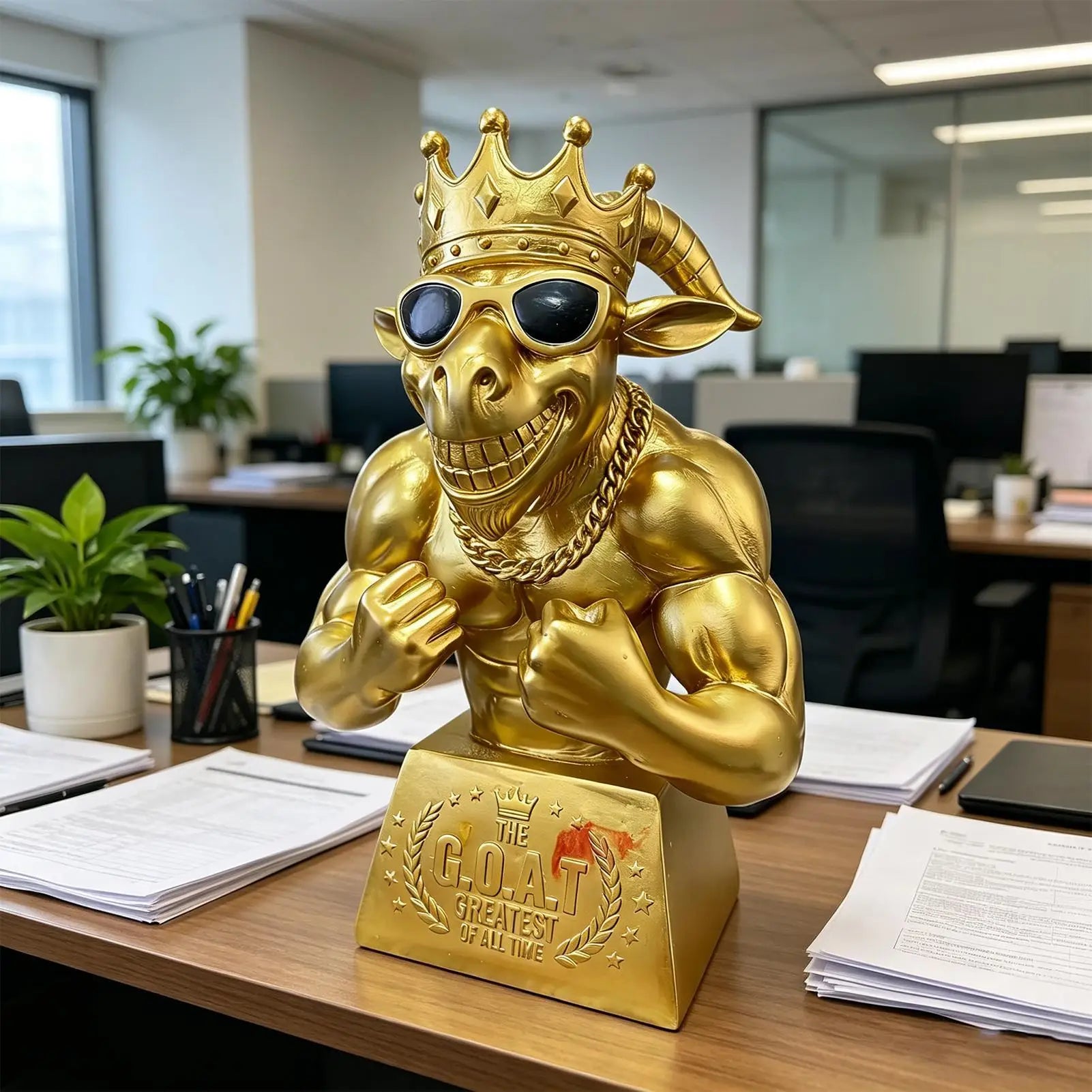 Goat Award Muscle Goat Football Player Award Humorous Desk Figurine for Players Winners Athletes Captains League Home Apartment Zpaxo