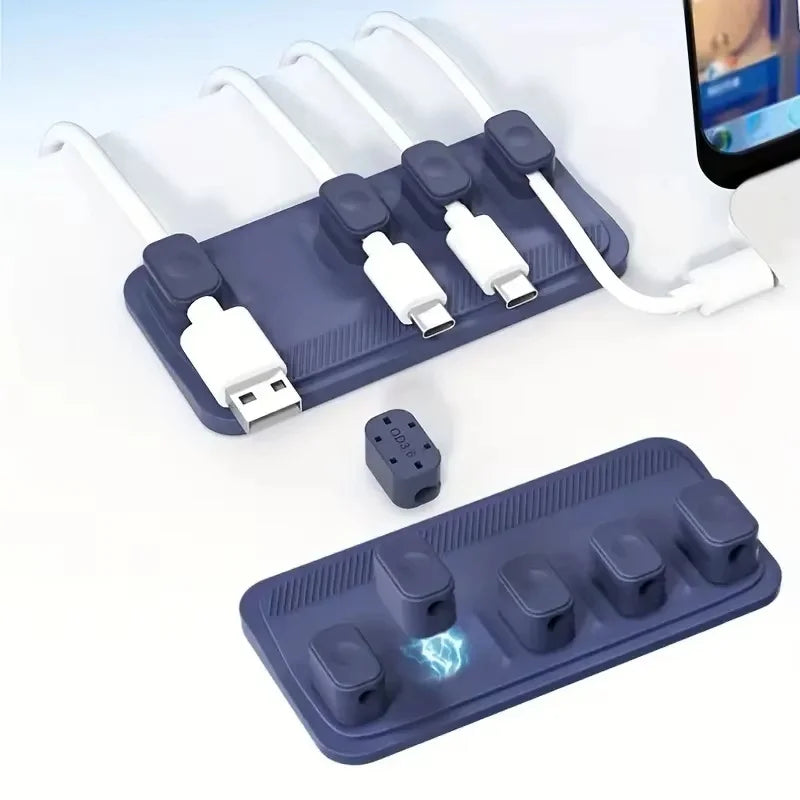 Self-adhesive Silicone Magnetic Cable Organizer USB Data Charging Line Holder Flexible Desktop Clips DIY Mouse Wire Management Zpaxo