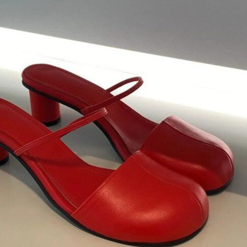 Heels Women Slippers Chunky Mules Shoes 2025 Trend Slingabck Sandals
