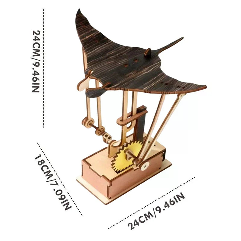 Wooden Electric Manta Ray Ornament Automaton With Lifelike Swimming Motion Ocean Decor For Desk Tabletop Home Gift Zpaxo