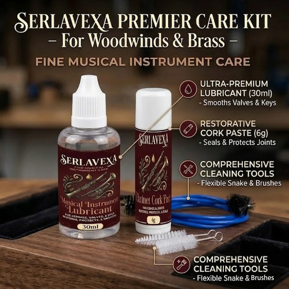 5-in-1 Instrument Maintenance Kit - Premium Valve Oil, Cork Grease & Professional Cleaning Tools for Brass and Woodwinds Zpaxo