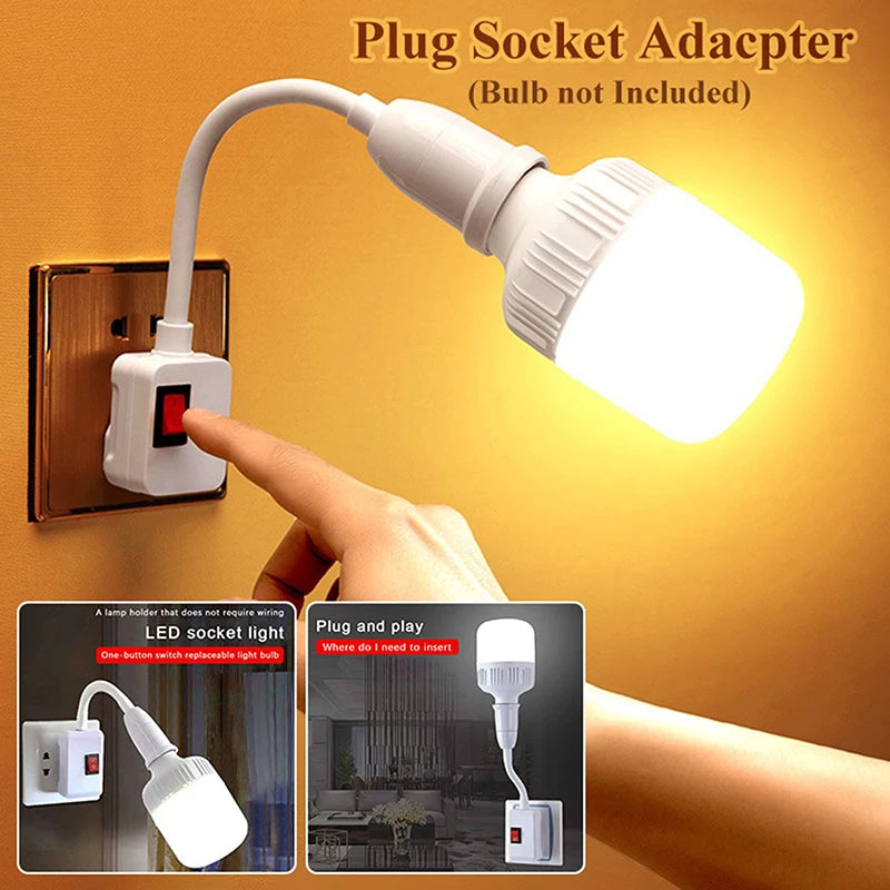Flexible E27 Bulb Socket Extender Lamp Rotating Base Holder LED Light
