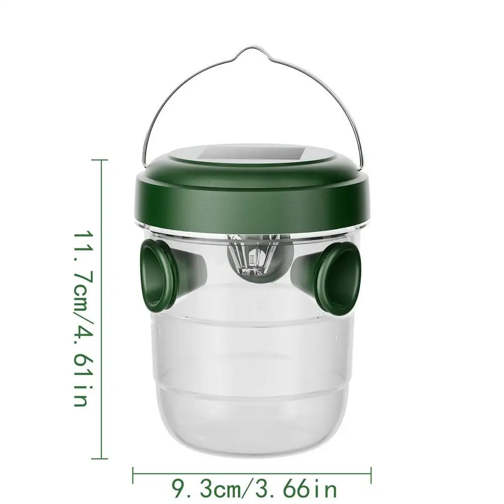 1PC Solar Wasp Traps Clear Waterproof Hanging Hornets Trap for Indoor Outdoor Reusable Garden Fruit Bee Flying Catcher Zpaxo Green