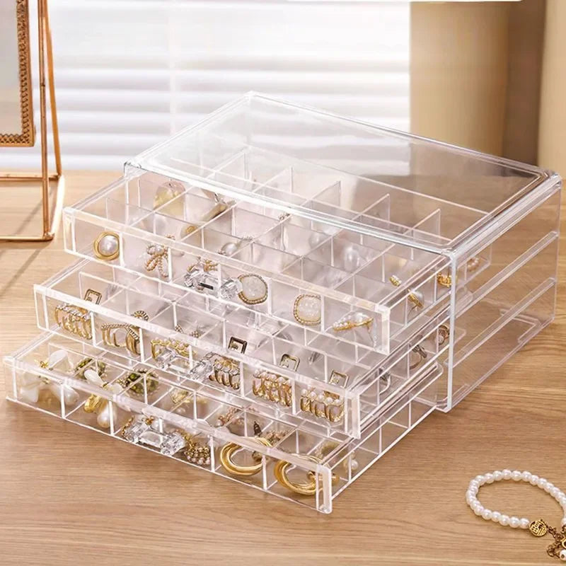 Earring earring storage box, jewelry storage box, 5 drawers transparent jewelry display rack, with 120 small lattice jewelry box Zpaxo