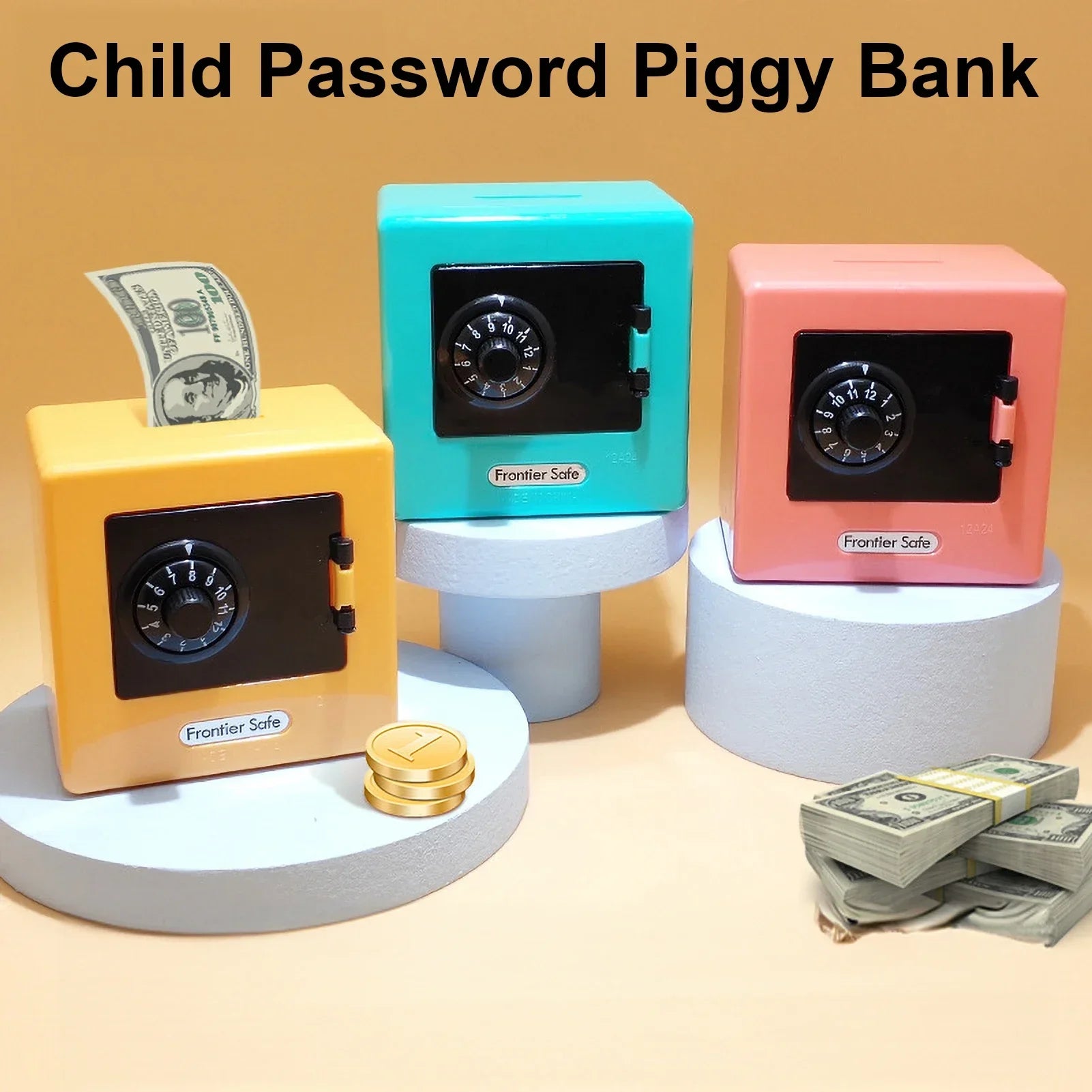 Mini Bank Money Box Retro Atm Rotating Password Cash Coins Saving