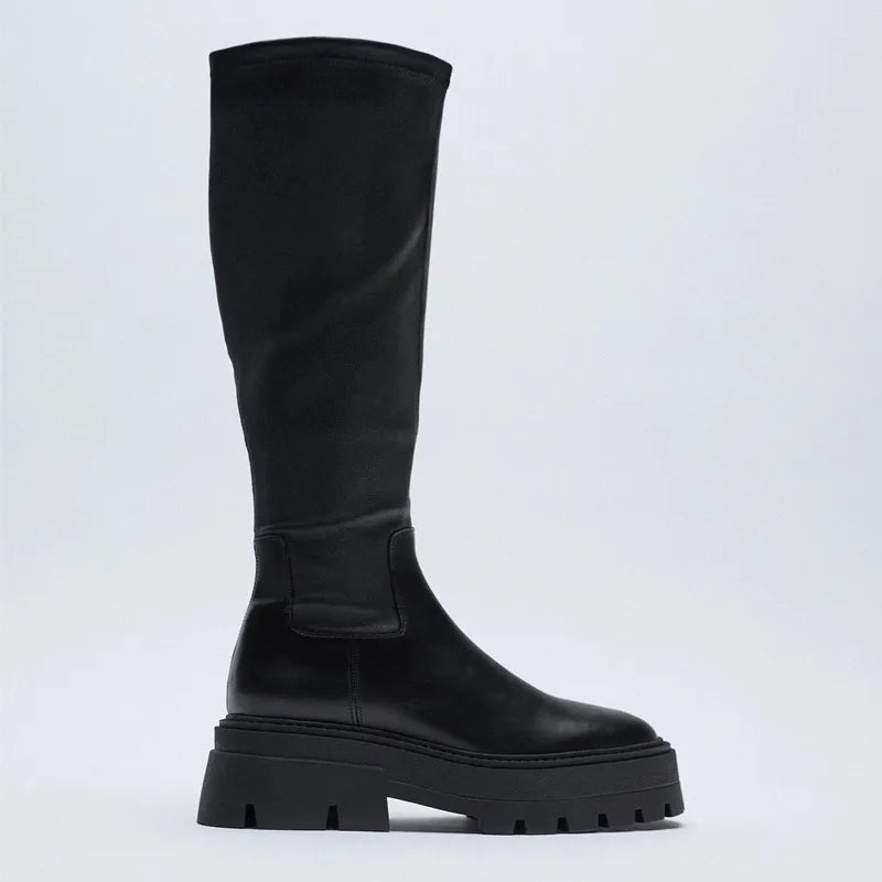 2024 New Fashion Brand Luxury Designer Punk Casual Calf Women Boots Zipper Fashion Chunky Heel Top Quality Casual Shoes Woman Zpaxo