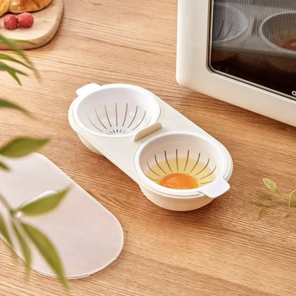Microwave Egg Poacher Double-Cup BPA-Free Egg Boiler Mold Microwave Egg Poacher Zpaxo