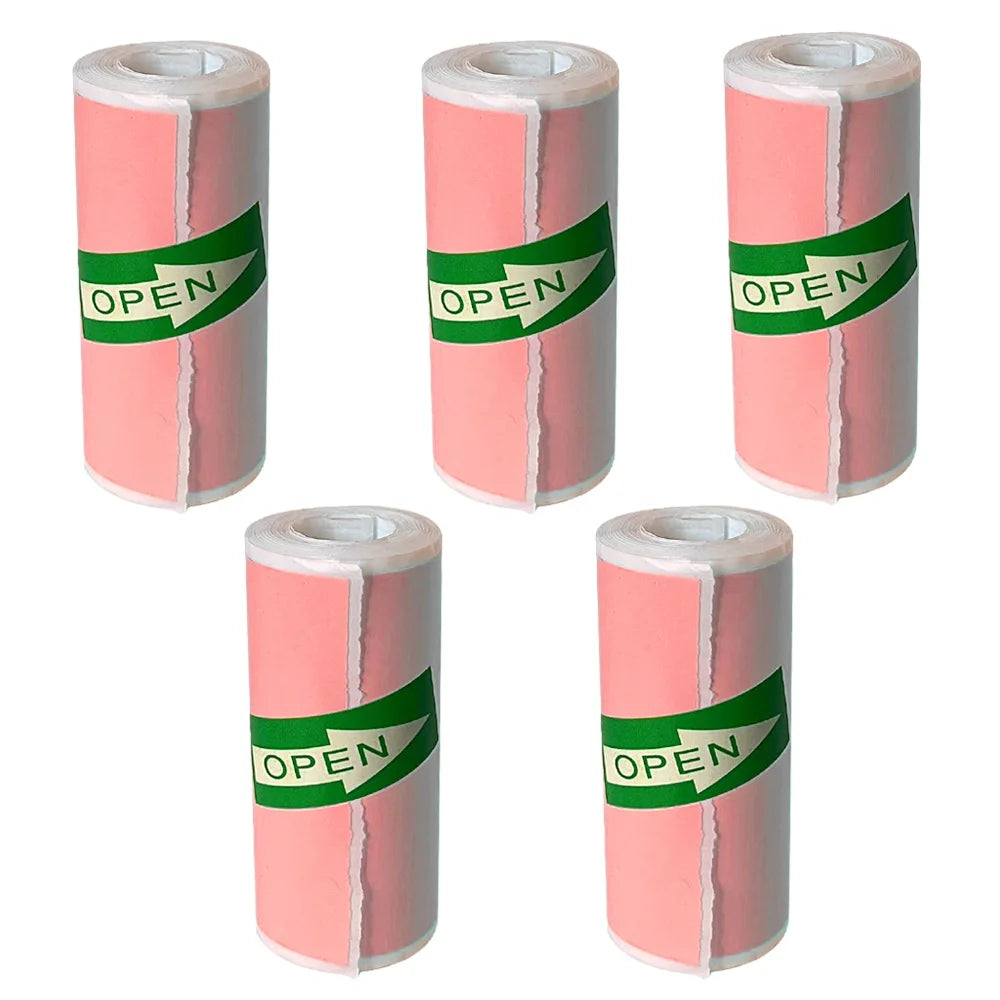 5 Rolls Colorful White Mini Printer Self-Adhesive Paper, 57mm Adhesive Thermal Printing Paper, Office Label Paper Printing Paper Zpaxo pink self-adhesive