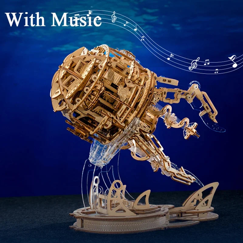 Aurora Jellyfish DIY Wooden Music Box Kit – Desktop Ornament