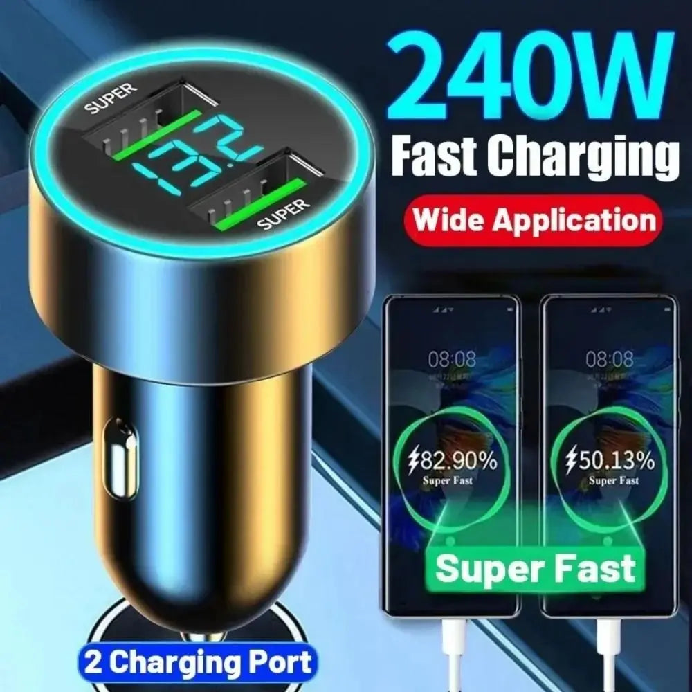 Dual USB Ports Car Phone Charger 240W 12-24v C Adapter Fast Charging Zpaxo