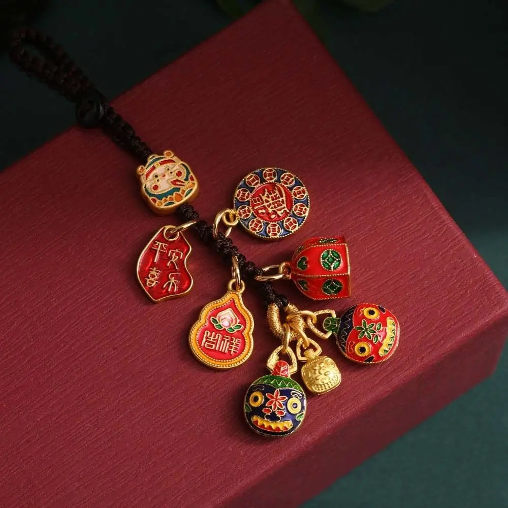 Small Pendant Car Keys Charms Car Key Charms Hand-woven Plutus Lucky Keychain Short Lanyard Chinese Style Key Chain Strap Men Zpaxo