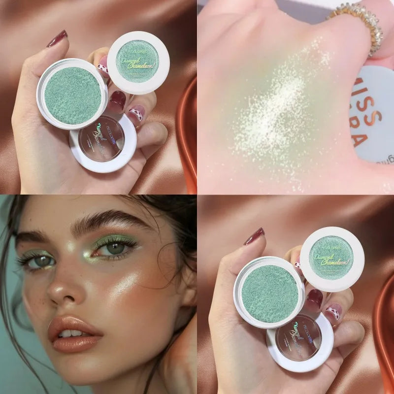 1PC Potato Texture Chameleon Eyeshadow High-Shine, Multi-Color Sparkle, Long-Lasting Chrome Finish Zpaxo