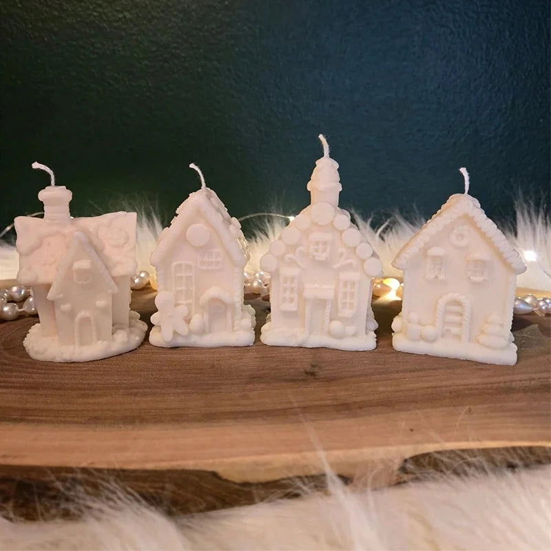 3D Christmas House Candle Silicone Mold Gingerbread House Aroma Soap Gypsum Plaster Crafts Mold Home Decor Christmas Gift Zpaxo