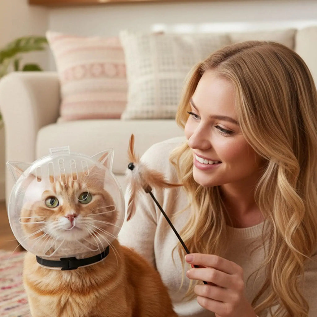 Cat Bubble Muzzle Transparent Breathable Face Cover Cat Hood for Small Dogs Bathing Shedding Nail Trimming Shower Behavior Zpaxo