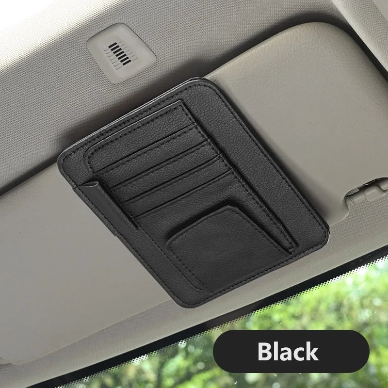 Multi Functional ID Storage Clip Car Sun Visor Small Card Bag Glasses Zpaxo black