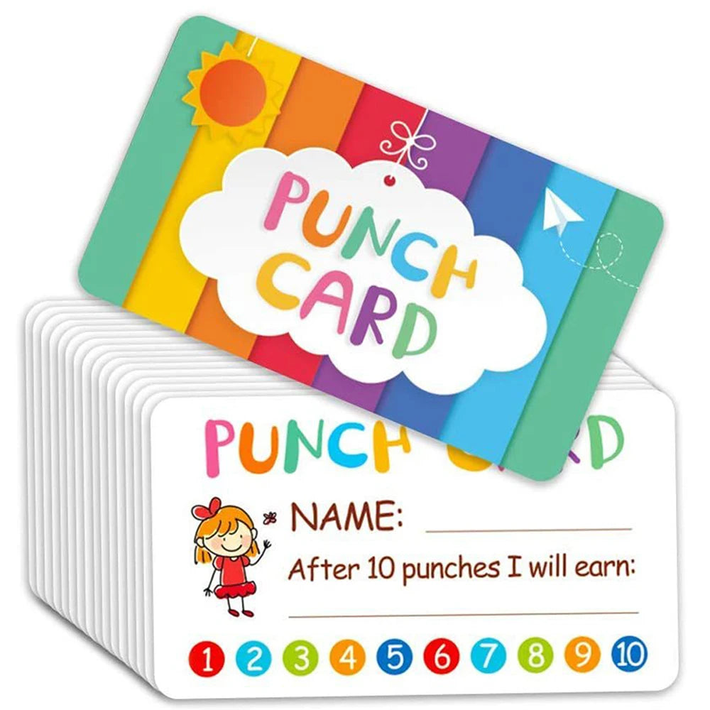 50/100/200Pcs Punch Cards Reward Incentive Card for Classroom Teachers School Student Behavior Motivation Decoration Zpaxo