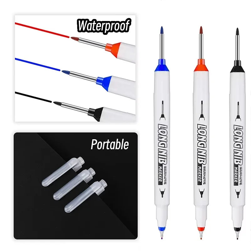 Double-tip Long Nib Head Markers Deep Drill Hole Scriber Woodworking