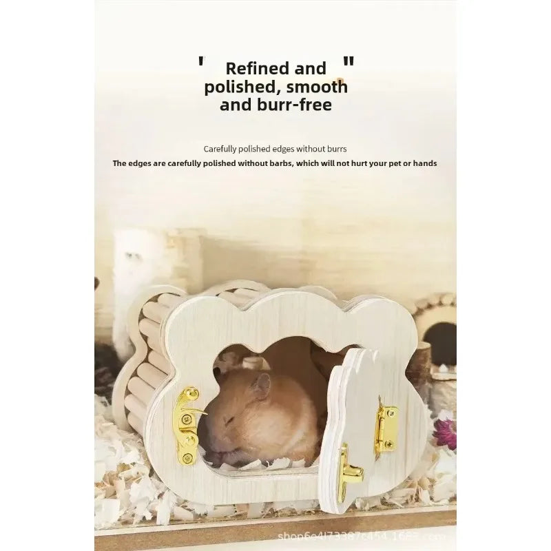 Hamster Voyeur Series Wooden Nest House Avoidance Observation House Cute Golden Bear Flower Branch Mouse Entertainment Intera Zpaxo