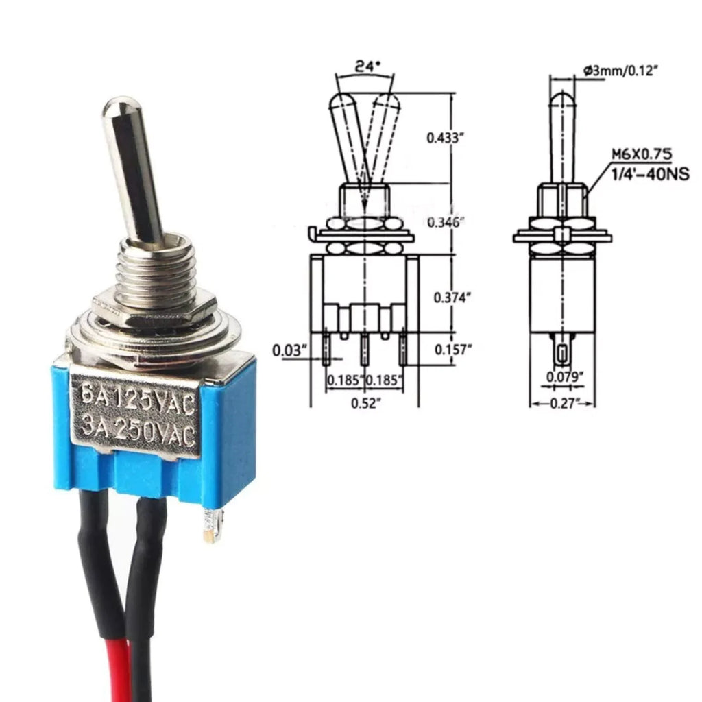 Professional Car Mini Toggle Switch Pre-wired ON-Off 2 Position 3 Pin