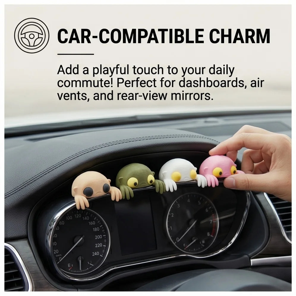 Cute Monitor Companion Figurines 4-Piece Desk Decor Adorable