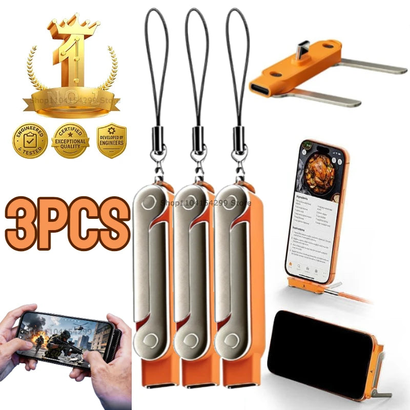 USB Type C Flat Charger Charging Cable C Kick Cable Stand with Invisible Support Foldable Phone Holder 240W Charge Wire Bracket Zpaxo Orange-3PCS