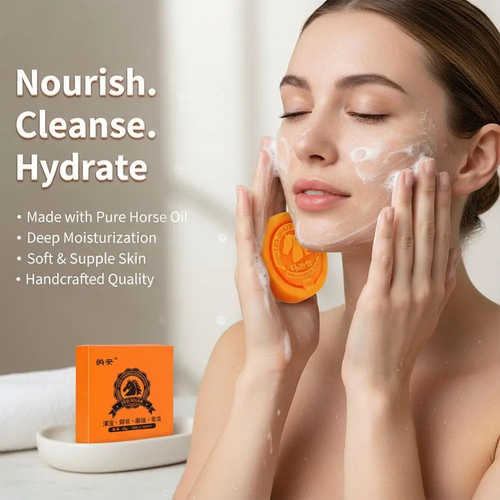 Horse oil soap For Face Facial and Body Moisturizing Cleansing Handmade Soap Bar Zpaxo