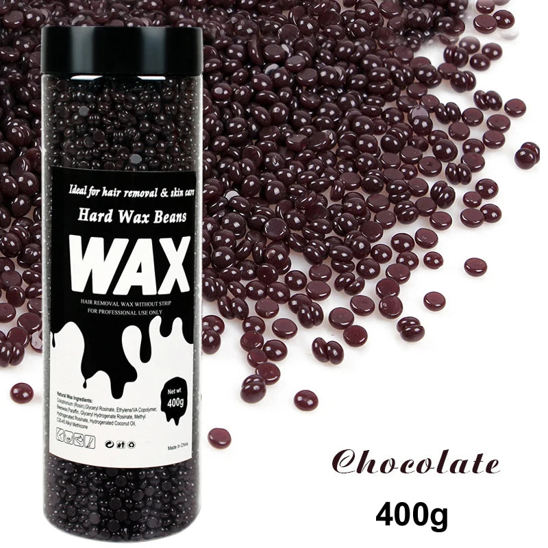 400g Canning Wax Beads For Hair Removal Hot Film Painless Waxing Beads Heating Wax Machine Body Bikini Face Legs Hair Removal Zpaxo 038-400g-Chocolate