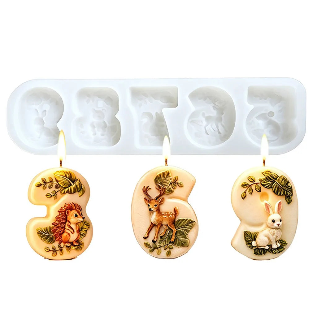 Number 0–9 Forest Animal Silicone Mold – Candle Soap Resin DIY