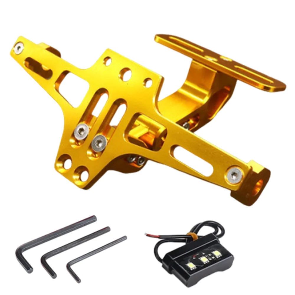 Aluminum Alloy Motorcycle Rear License Plate Mount Adjustable Zpaxo Gold