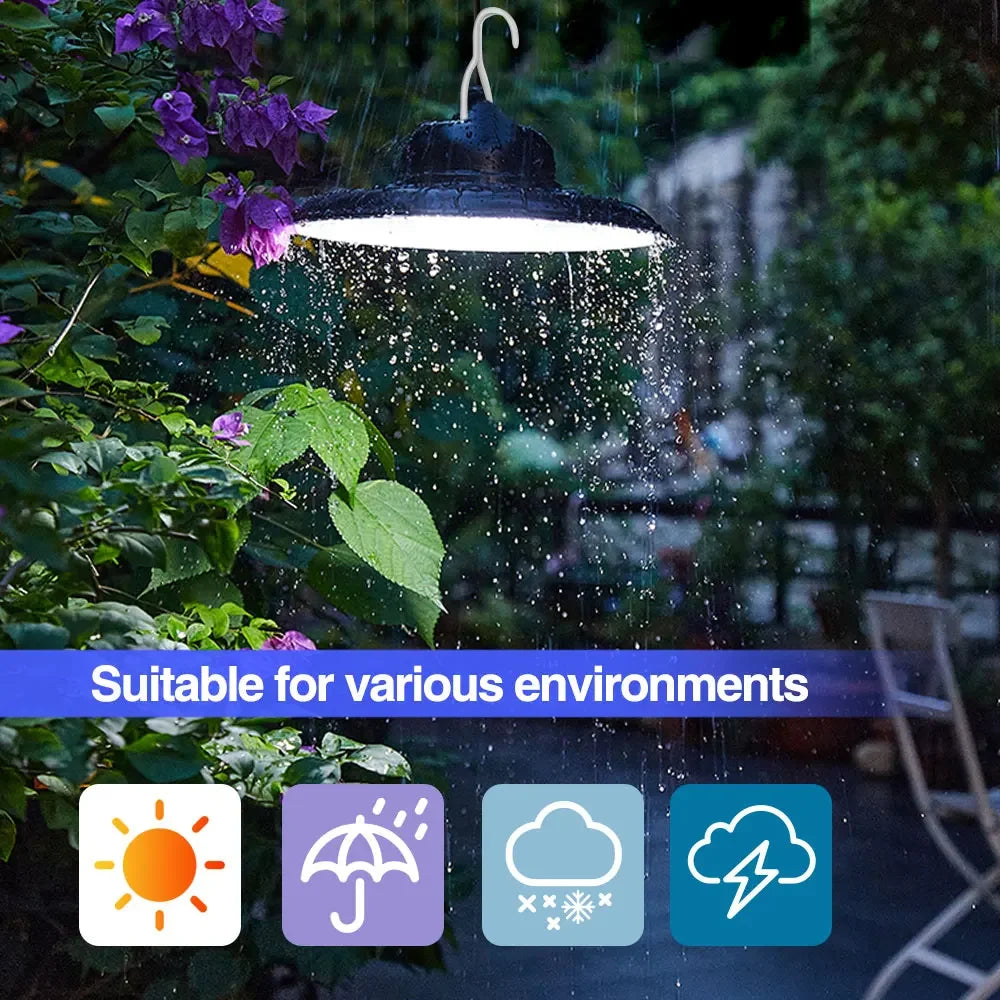 Solar Pendant Lights with Remote Control Dimmable 3000K-6000K Outdoor Waterproof Indoor Solar Lamp 5m Cord for Garden Porch Zpaxo