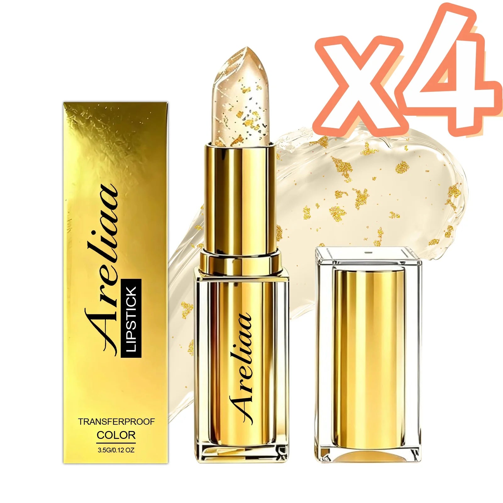 Gold Foil pH Color Changing Lip Balm | Moisturizing Lip Gloss Color Changing Lip Gloss Zpaxo 1pc Boxed x 4