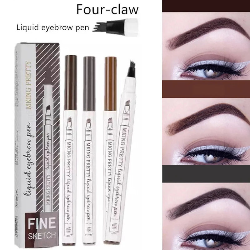 1- 4-Fork Head Eyebrow Marker Pencil Waterproof Microblading Thin