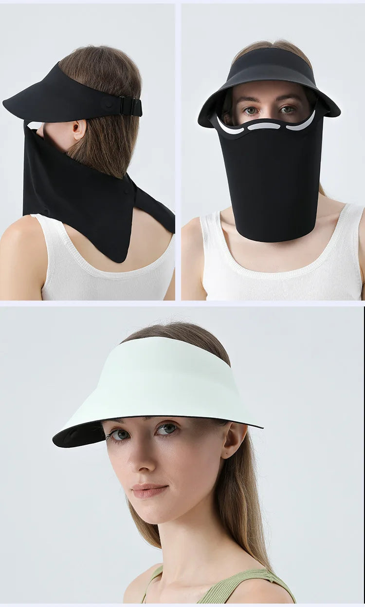 Neck protection magnetic sun protection hat women's sun protection hat outdoor sports sun hat full face sun protection mask Zpaxo