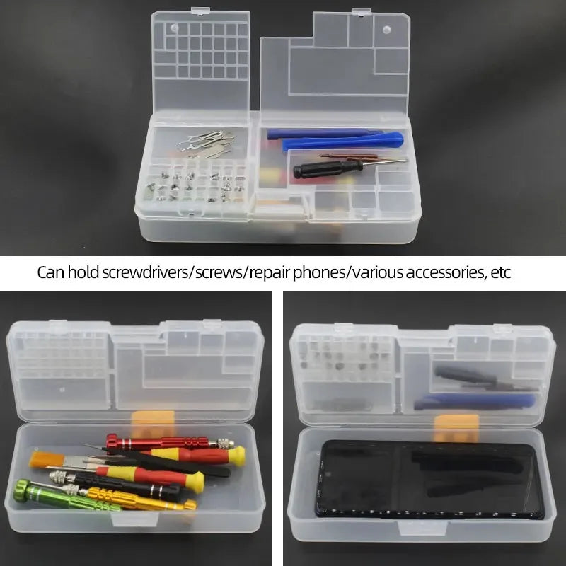 Transparent Plastic Storage Box Multi-grid Tool Organizer Electronic