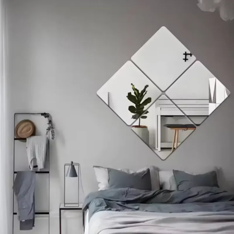 4 Self-adhesive 3D Mirror Stickers 20 Wall Art DIY Decoration Homes