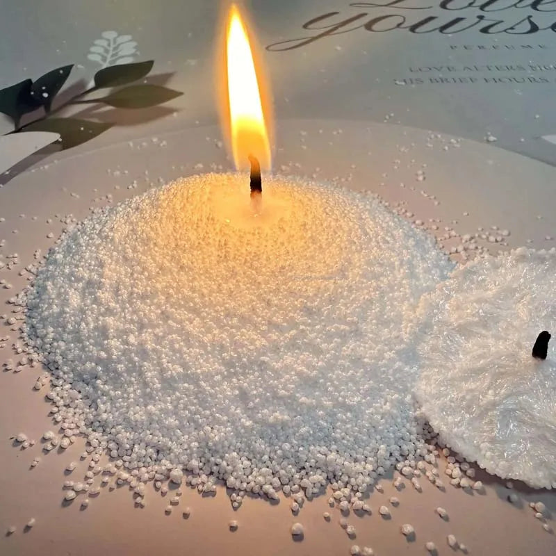 50G Colorful Pearl Candle Set and 5PCS Candle Wicks- Sand Wax, Pearl Candle Wax, for Candle Making, Wedding, Party Handcraft Zpaxo white 50g 5pcs wick