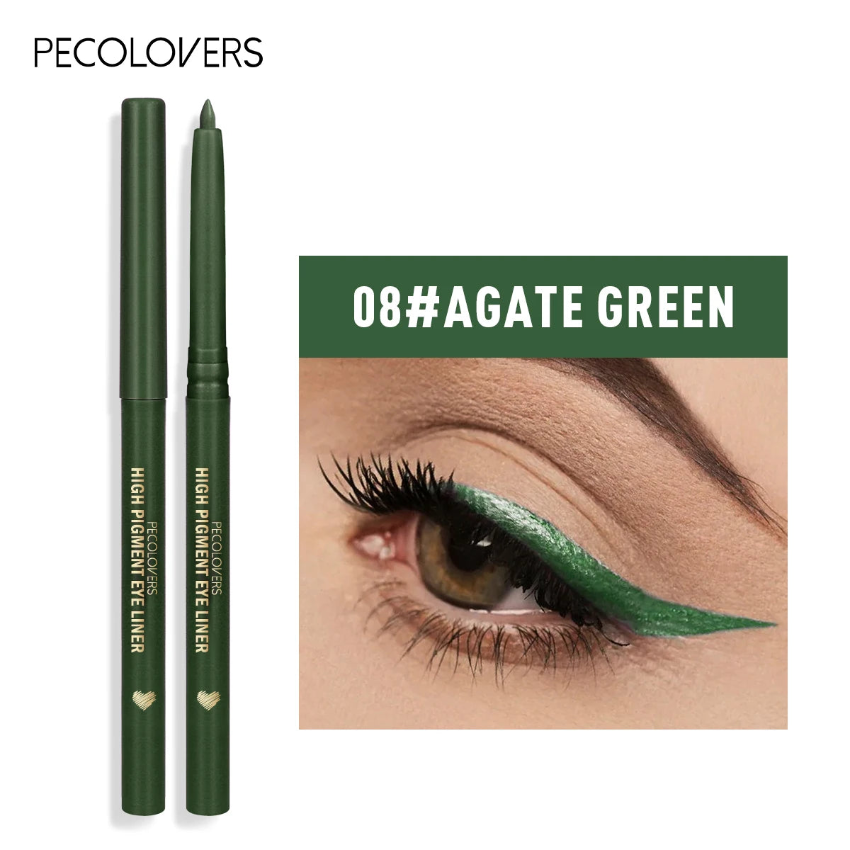 1PC Matte Black Green Waterproof Eyeliner Pencil Sweatproof Quick Dry Easy To Wear High Pigment Eye Liner Pen Eye Makeup Tool Zpaxo 08