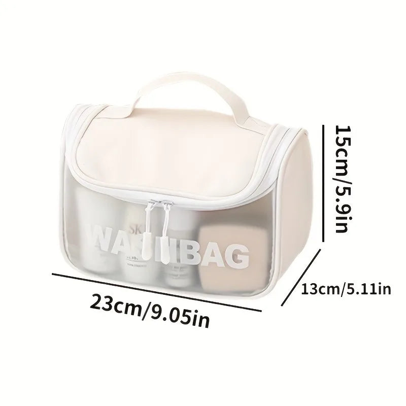 Transparent Toiletry Travel Bag Carry Airport Compliance PU Leather