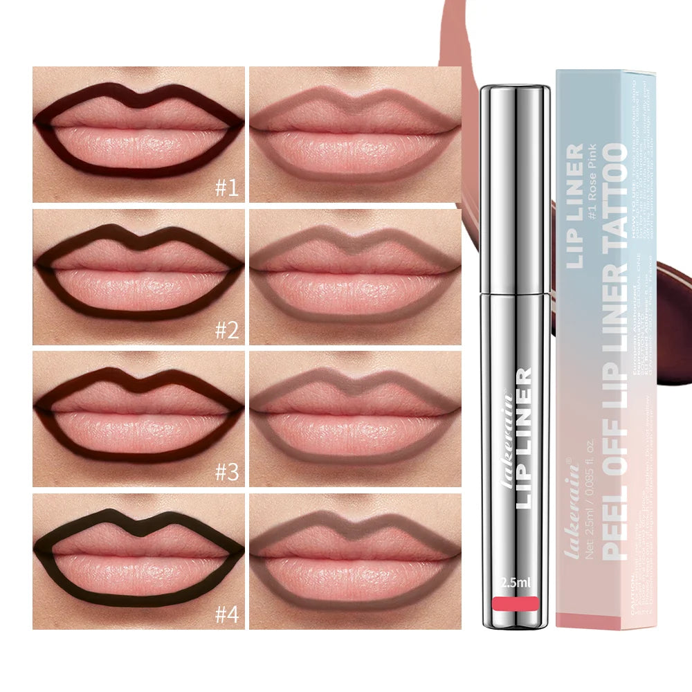 Waterproof Lip Liner Peel Off Tattoo Lipgloss Waterproof Long Lasting Matte Lip Tint Brown Contour Tear-off Lips Stain Cosmetic Zpaxo
