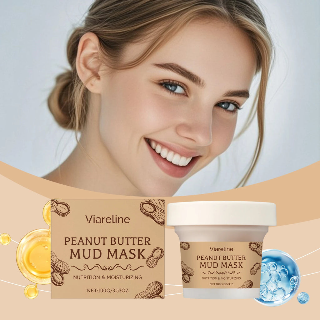 Peanut Moisturizing Mud Mask for Cleansing Facial Skin, Improves Facial Dryness, Refines Pores, Hydrating Mud Mask Zpaxo