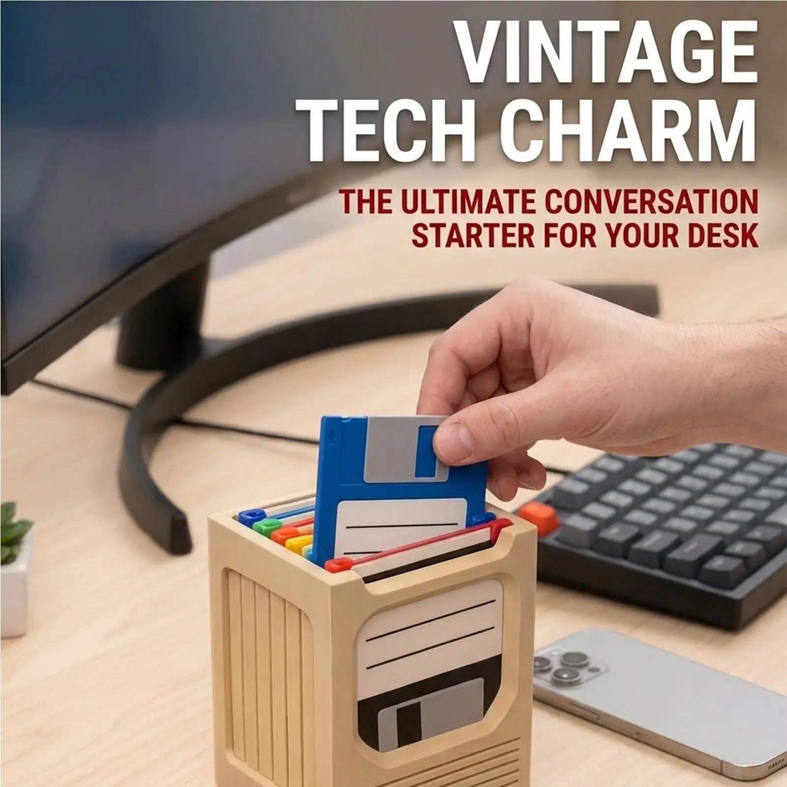 Retro Tech Coaster Holder Set Retro Aesthetic Storage Rack Drink Coasters Set for Computer Desk Office Home Bedroom Dorm Zpaxo