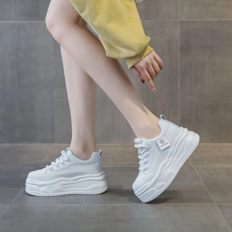Womens Accent Platform Sneakers Hidden Heel Lift Casual Low Lace Up Zpaxo