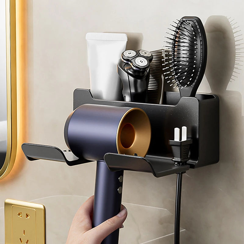 Blow Dryer Cradle Wall Mounted Functionality Available Black White Zpaxo